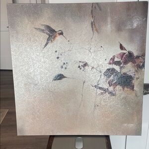 Hummingbird and Floral Canvas Art